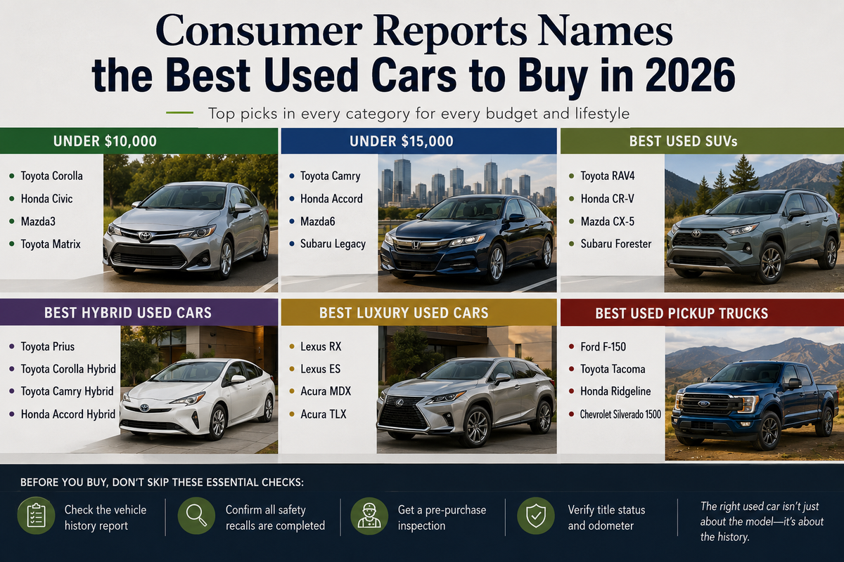 Consumer Reports Names the Best Used Cars to Buy in 2026